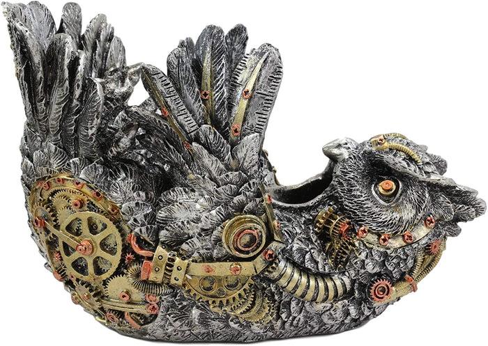 Ebros Gift Ebros Steampunk Great Horned Owl Wine Bottle Holder With Painted Gearwork