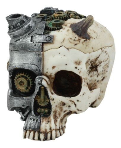 Ebros Gift Ebros Steampunk Horned Demon Cyborg Skull Jewelry Box Statue Robotic Bone Devil