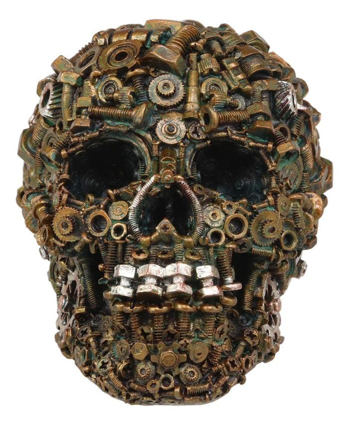 ebros gift Ebros Steampunk Junkyard Gearwork Mechanic Gears Nuts Bolts And Screws Skull Statue