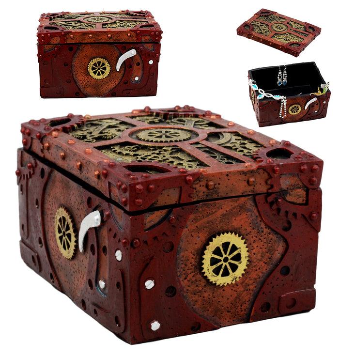 Ebros Gift Ebros Steampunk Mechanical Gears Clockwork Jewelry Box Figurine 5"L Science Fiction