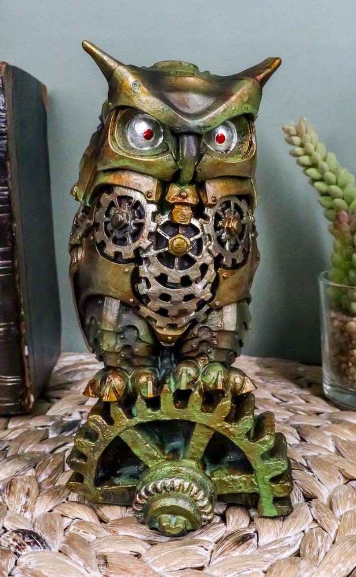 ebros gift Ebros Steampunk Nocturnal Messenger Spy Owl Figurine 6.75"H Paperweight Decor