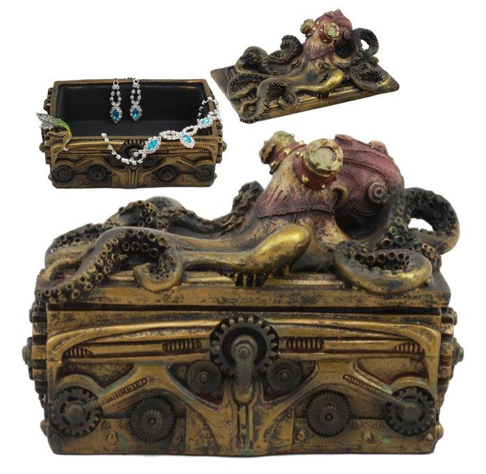 Ebros Gift Ebros Steampunk Octopus Kraken Soldier On Pirate Treasure Chest Jewelry Box Figurine
