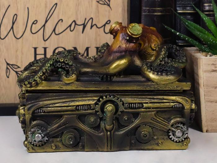 ebros gift Ebros Steampunk Octopus Kraken Soldier On Pirate Treasure Chest Jewelry Box Figurine