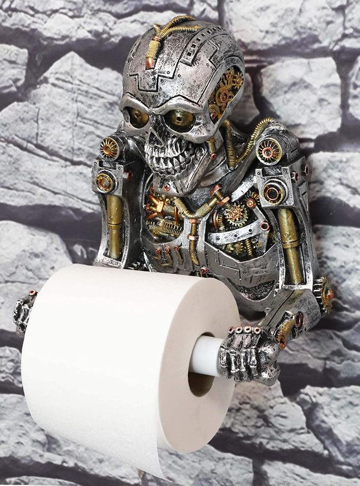ebros gift Ebros Steampunk Rustic Gearwork Cyborg Robotic Skeleton Toilet Paper Holder