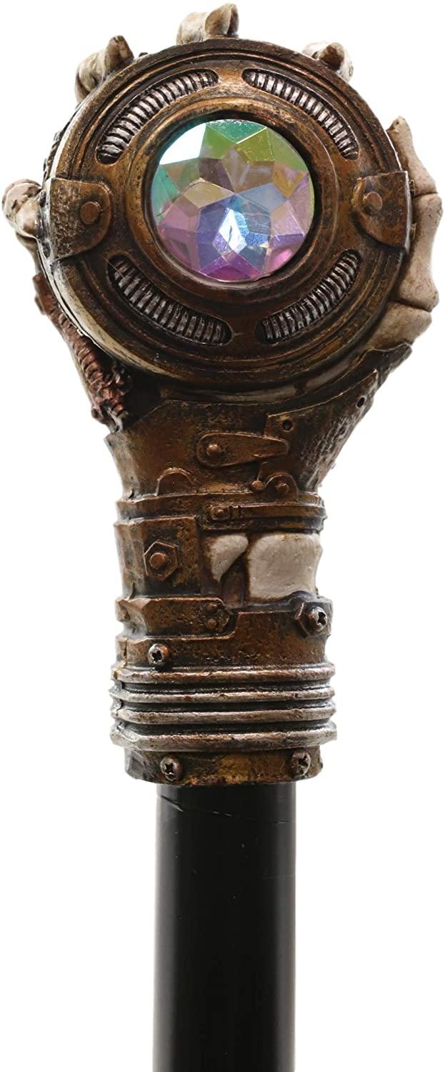 Ebros Gift Ebros Steampunk Skeleton Hand Grasping Eye Gears Swagger Stick Cane Staff 38" L
