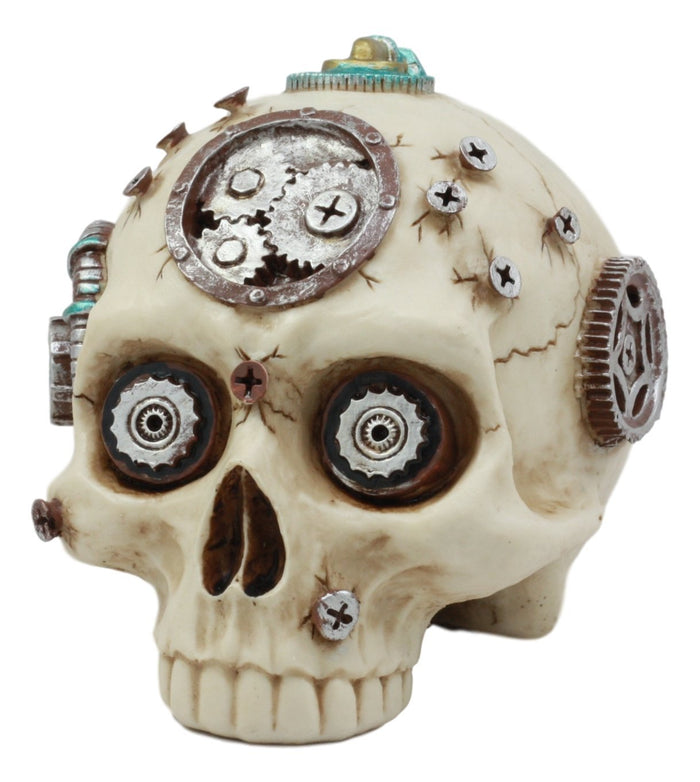 Ebros Gift Ebros Steampunk Terminator Skull Figurine Cybernetic Clockwork And Robotic Gearwork Technology Prototype Skull Statue