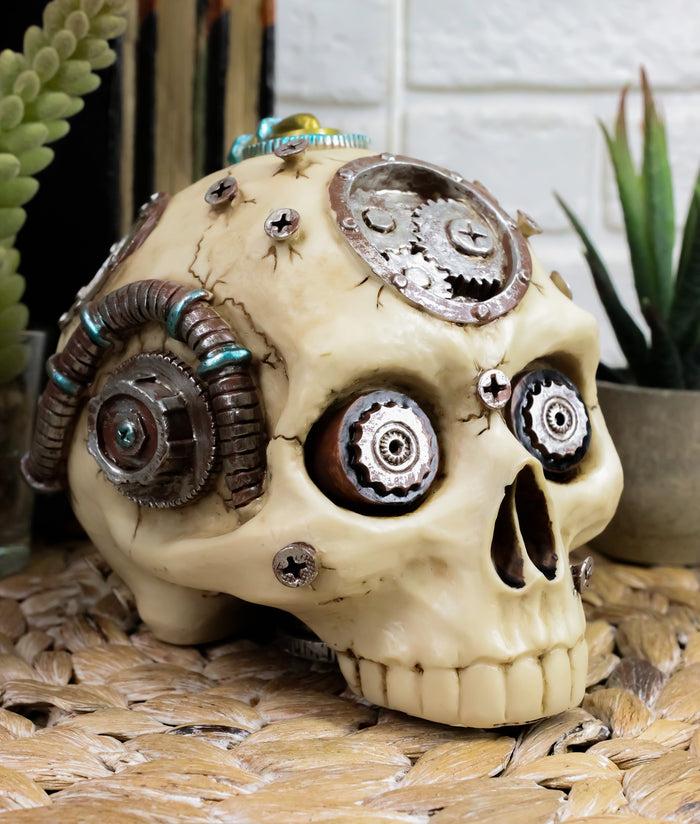 ebros gift Ebros Steampunk Terminator Skull Figurine Cybernetic Clockwork And Robotic Gearwork Technology Prototype Skull Statue