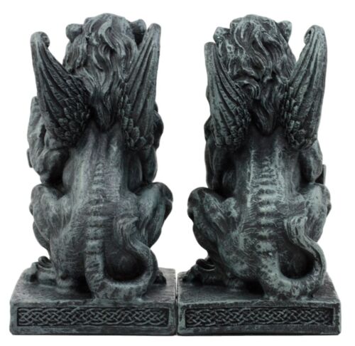Ebros Gift Ebros Stoic Notre Dame Roaring Lion Heart Sword & Shield Bearer Gargoyle Figurine Set