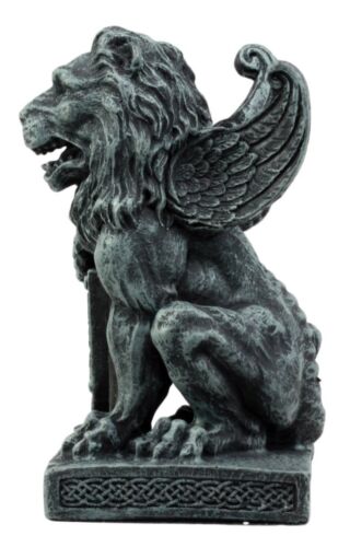 Ebros Gift Ebros Stoic Notre Dame Shield Bearer Lion Heart Gargoyle On Pedestal Figurine 6"H