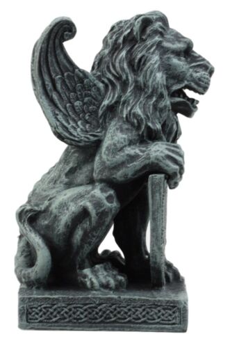 Ebros Gift Ebros Stoic Notre Dame Shield Bearer Lion Heart Gargoyle On Pedestal Figurine 6"H