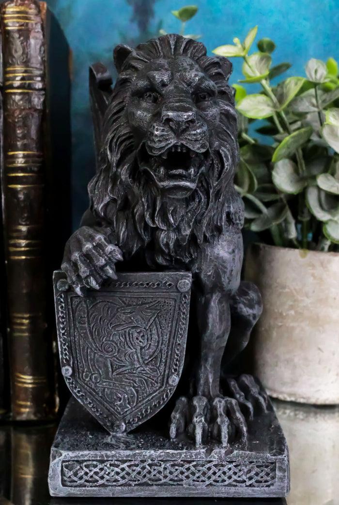 ebros gift Ebros Stoic Notre Dame Shield Bearer Lion Heart Gargoyle On Pedestal Figurine 6"H
