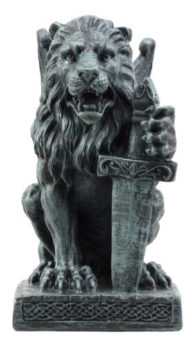 Ebros Gift Ebros Stoic Notre Dame Sword Bearer Lion Heart Gargoyle On Pedestal Figurine 6"H