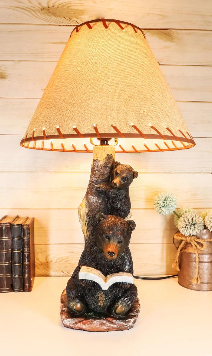 ebros gift Ebros Story Time Fable Mother Bear Reading Book To Her Cub By Tree Table Lamp