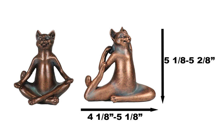 Ebros Gift Ebros Stretching Yoga Cats Statue Set Of 2 Zen Cats In Lotus Meditation And King Pigeon Poses