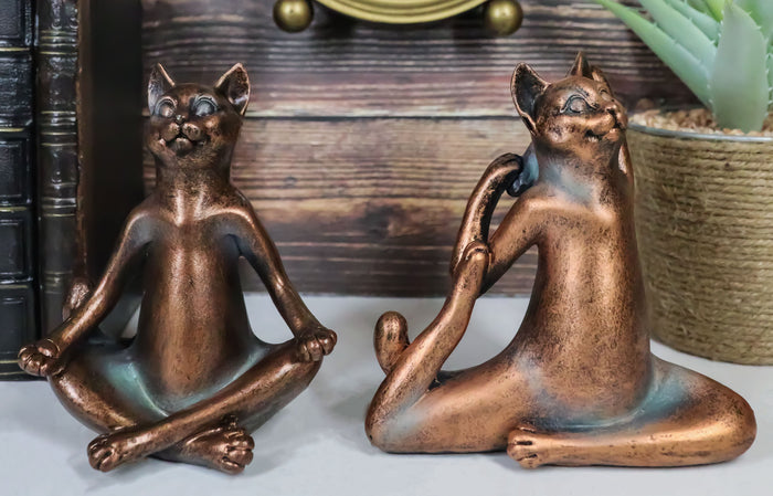 ebros gift Ebros Stretching Yoga Cats Statue Set of 2 Zen Cats in Lotus Meditation and King Pigeon Poses