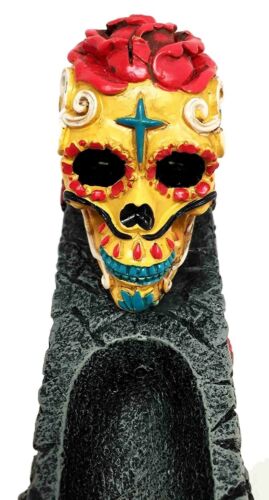 Ebros Gift Ebros Sugar Skull Day Of The Dead Yellow Skull Incense Burner 10.25"L