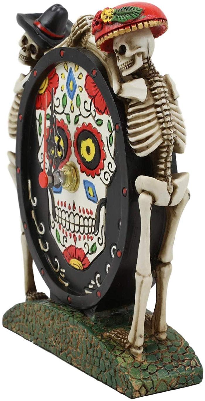 Ebros Gift Ebros Sugar Skull Skeleton Latino Couple Desktop Table Clock Statue 6.25" Tall