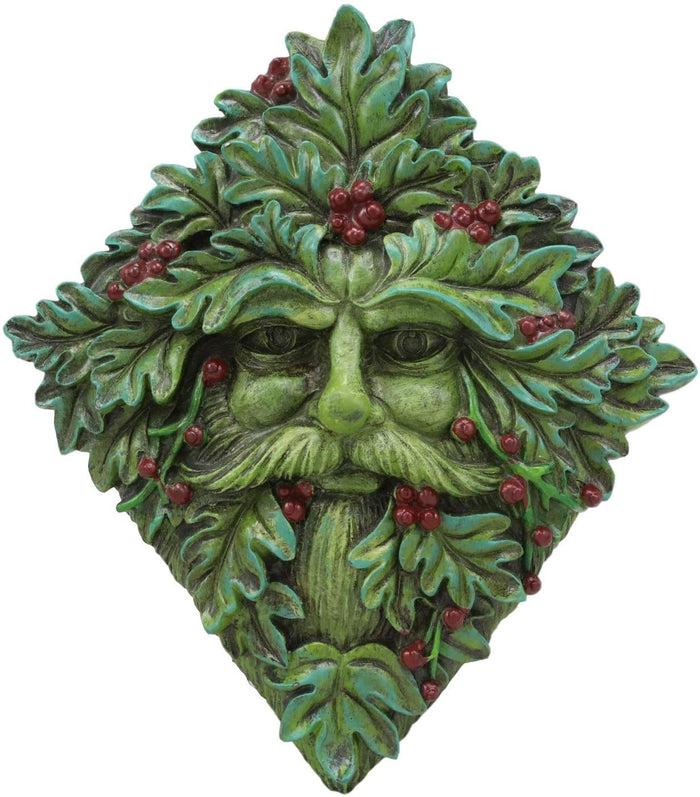 Ebros Gift Ebros Summer Berry Celtic Greenman Hanging Wall Sculpture Decor Plaque 9" High