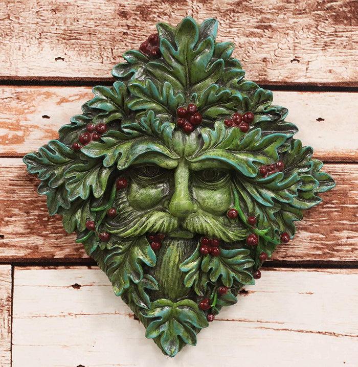 ebros gift Ebros Summer Berry Celtic Greenman Hanging Wall Sculpture Decor Plaque 9" High