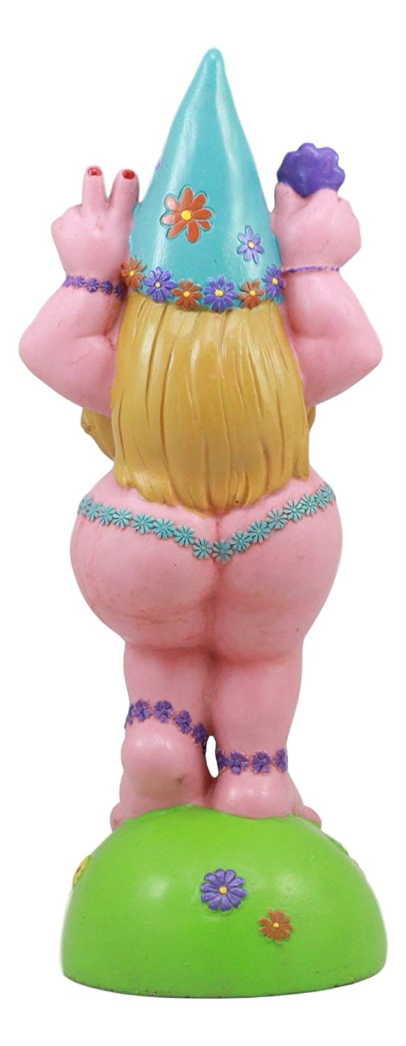 Ebros Gift Ebros Summer Of Love Flower Child Hippie Lady Gnome Statue Peace Lovin Mrs Gnome