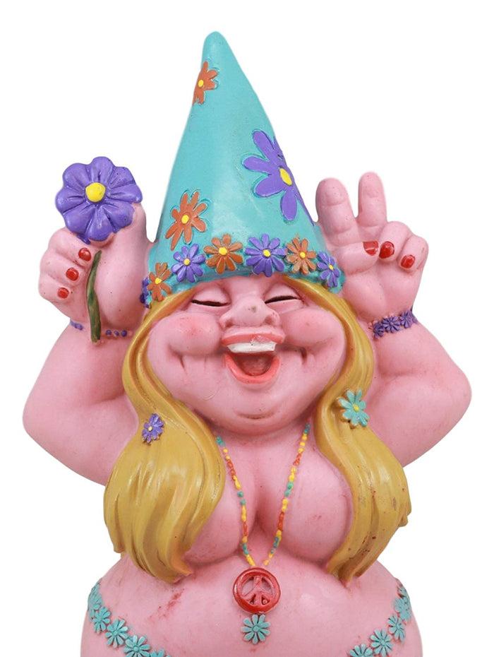 Ebros Gift Ebros Summer Of Love Flower Child Hippie Lady Gnome Statue Peace Lovin Mrs Gnome