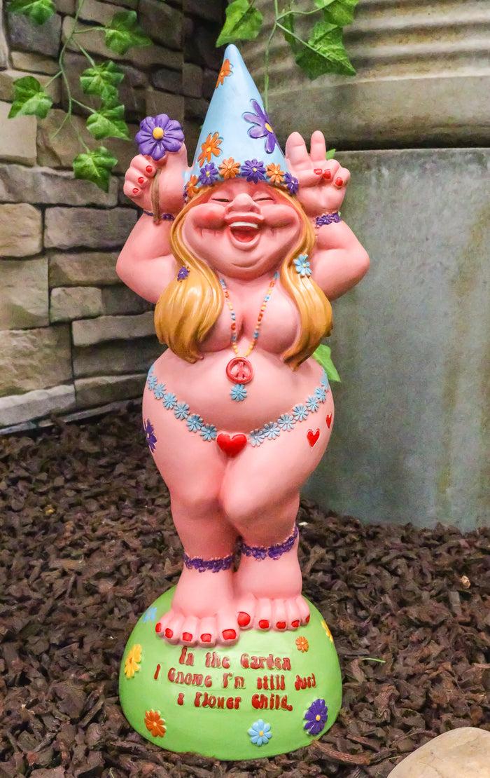 ebros gift Ebros Summer Of Love Flower Child Hippie Lady Gnome Statue Peace Lovin Mrs Gnome