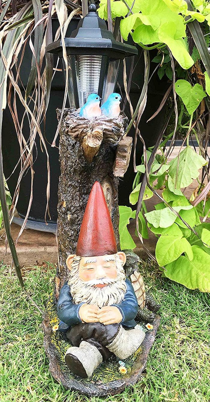 Ebros Gift Ebros Summer Slumber Garden Gnome With Buddy Turtle Solar Path LED Light Garden Statue