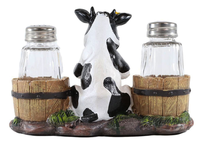 Ebros Gift Ebros Sunflower Bovine Cow With Two Country Barrels Salt And Pepper Shakers Set