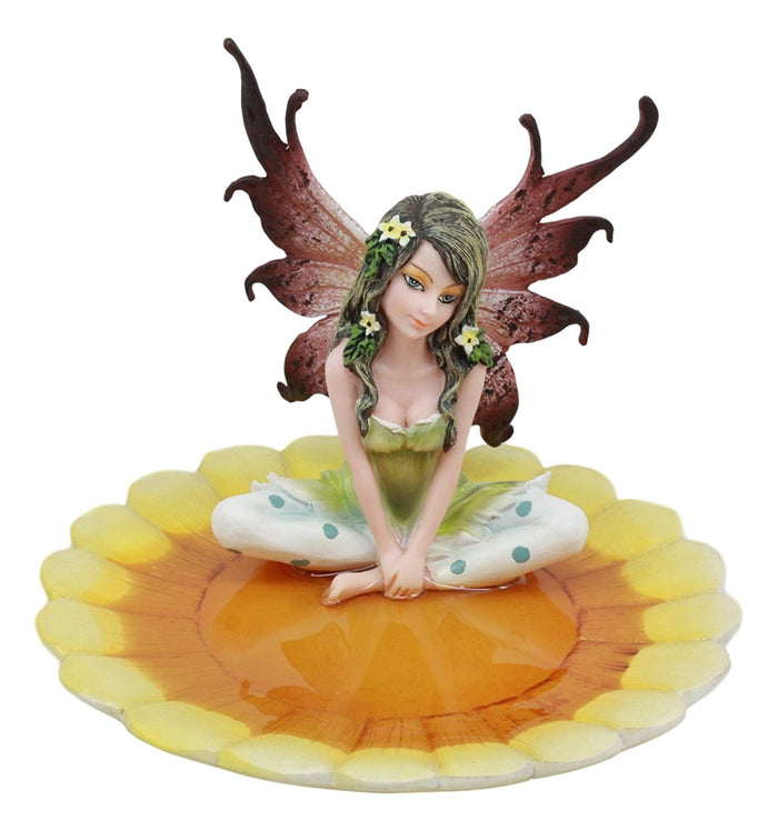 Ebros Gift Ebros Sunflower Fairy Jewelry Dish Statue Forest Nymph Soap Dish Figurine 6" Long
