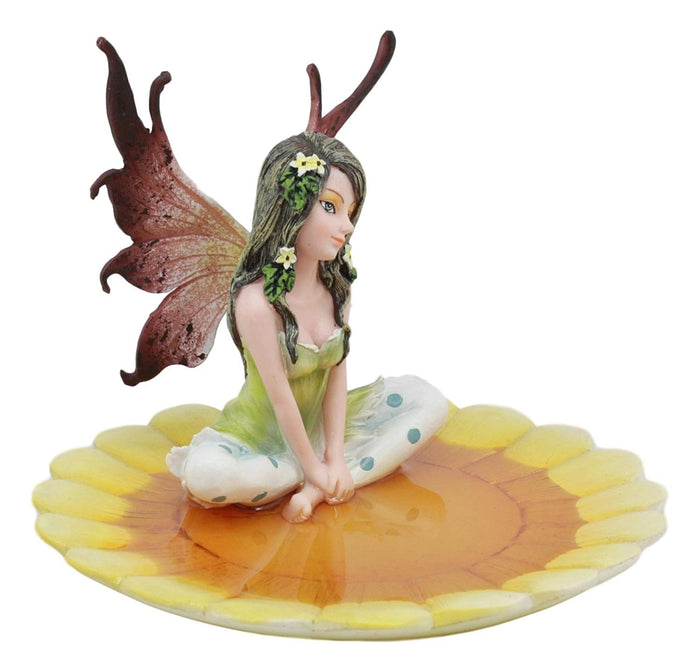 Ebros Gift Ebros Sunflower Fairy Jewelry Dish Statue Forest Nymph Soap Dish Figurine 6" Long