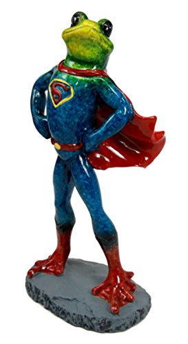 Ebros Gift Ebros Superhero Frog Superman Statue 8"Tall Animated Frog In Muscle Outfit Superman Costume Decorative Figurine