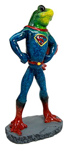 Ebros Gift Ebros Superhero Frog Superman Statue 8"Tall Animated Frog In Muscle Outfit Superman Costume Decorative Figurine