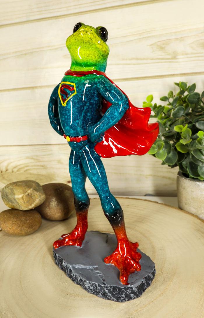 ebros gift Ebros Superhero Frog Superman Statue 8"Tall Animated Frog In Muscle Outfit Superman Costume Decorative Figurine