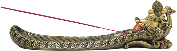 Ebros Gift Ebros Supreme Hindu God Ganesha Riding A Peacock Incense Stick Burner Holder