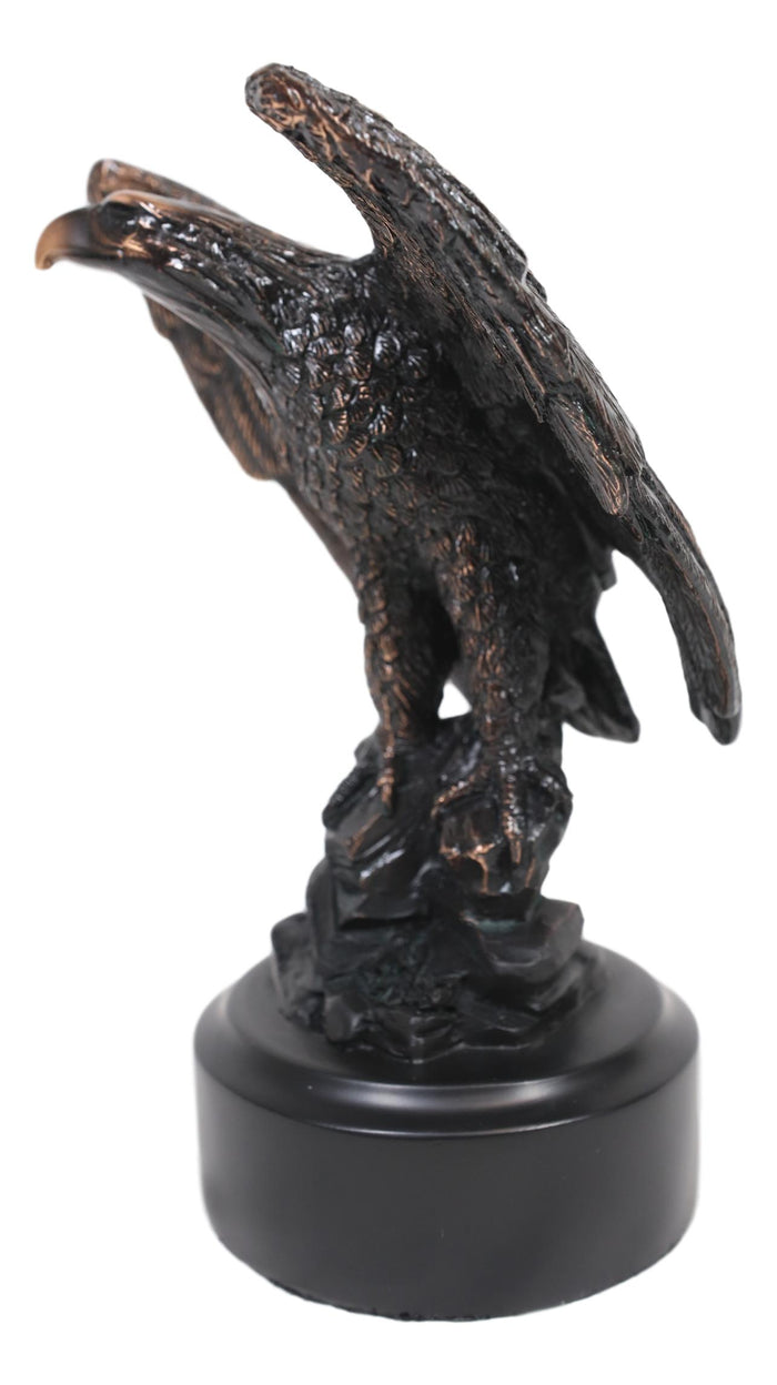 Ebros Gift Ebros Surveyor Bald Eagle With Open Wings On Rock Electroplated Resin Statue