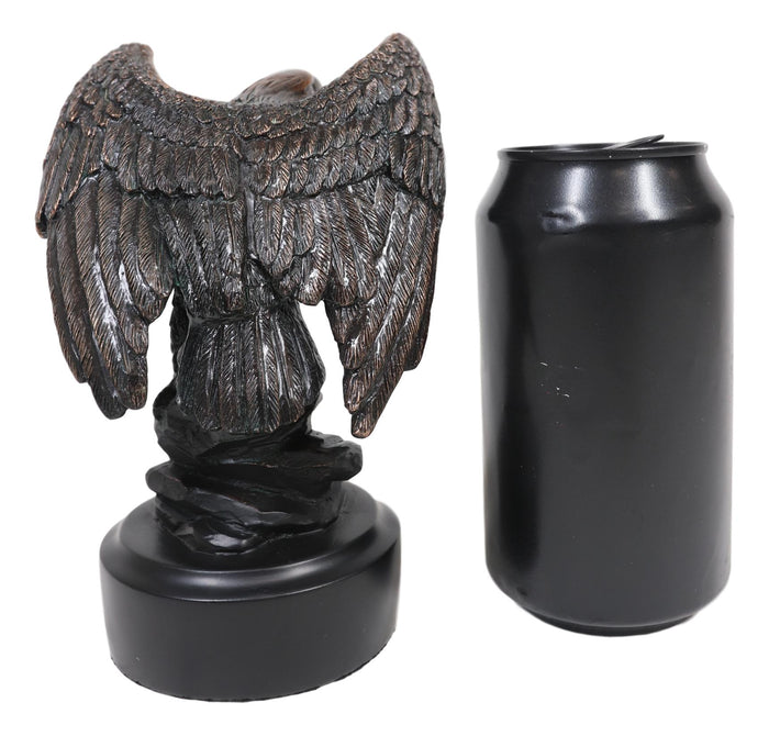 Ebros Gift Ebros Surveyor Bald Eagle With Open Wings On Rock Electroplated Resin Statue