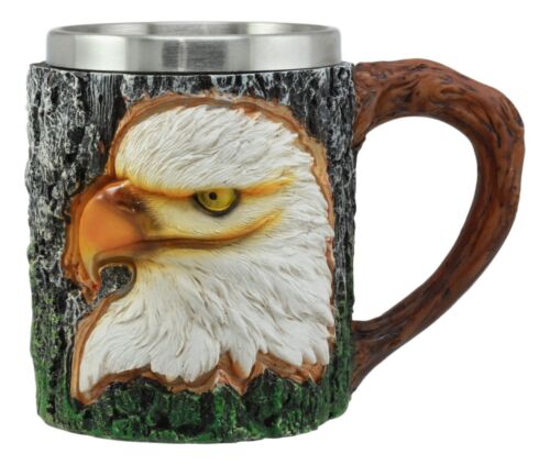 Ebros Gift Ebros Surveyor Wildlife Majestic Bald Eagle Coffee Mug W/ Rustic Tree Bark Body