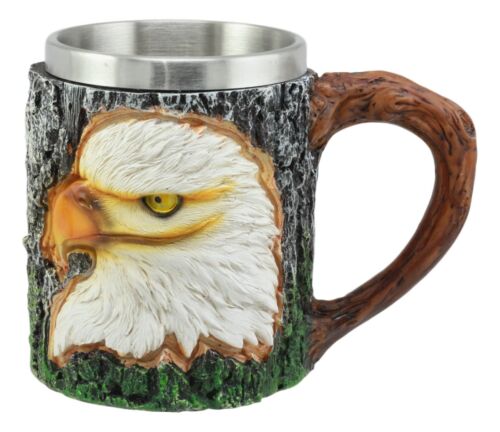 Ebros Gift Ebros Surveyor Wildlife Majestic Bald Eagle Coffee Mug W/ Rustic Tree Bark Body