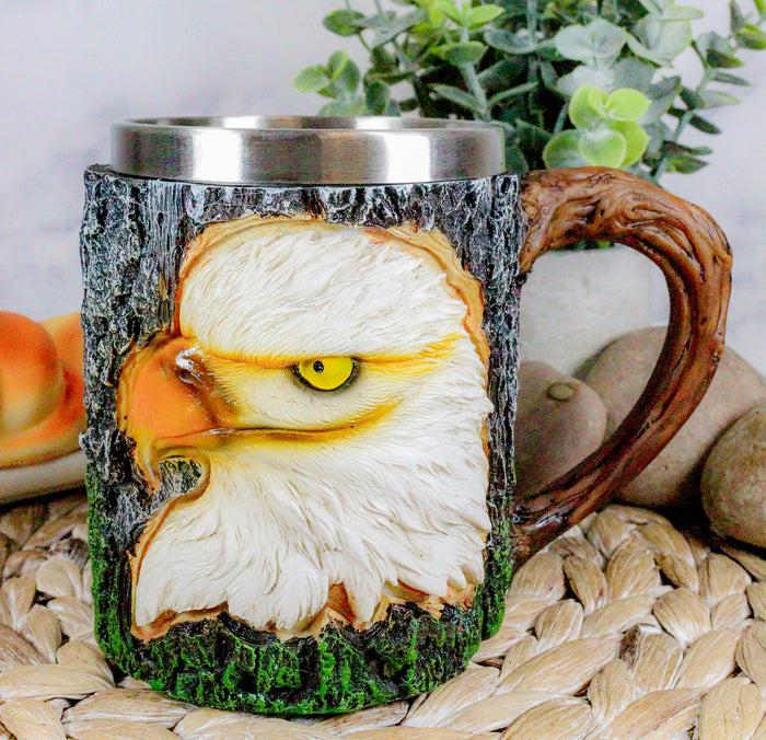 ebros gift Ebros Surveyor Wildlife Majestic Bald Eagle Coffee Mug W/ Rustic Tree Bark Body