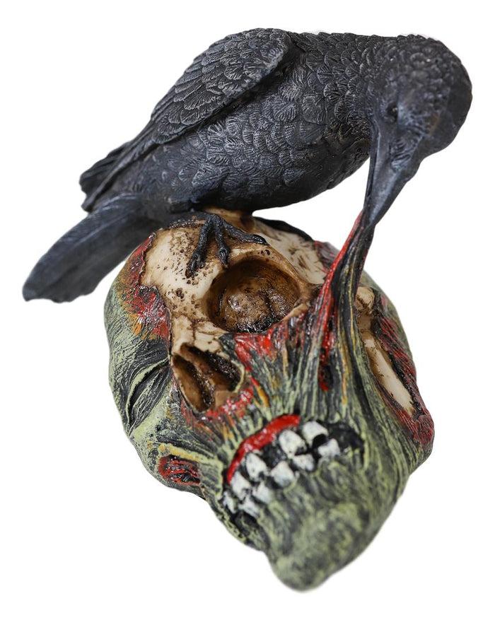 Ebros Gift Ebros T Virus Infected Raven Crow Feeding On Zombie Flesh Decorative Figurine 4.25"H