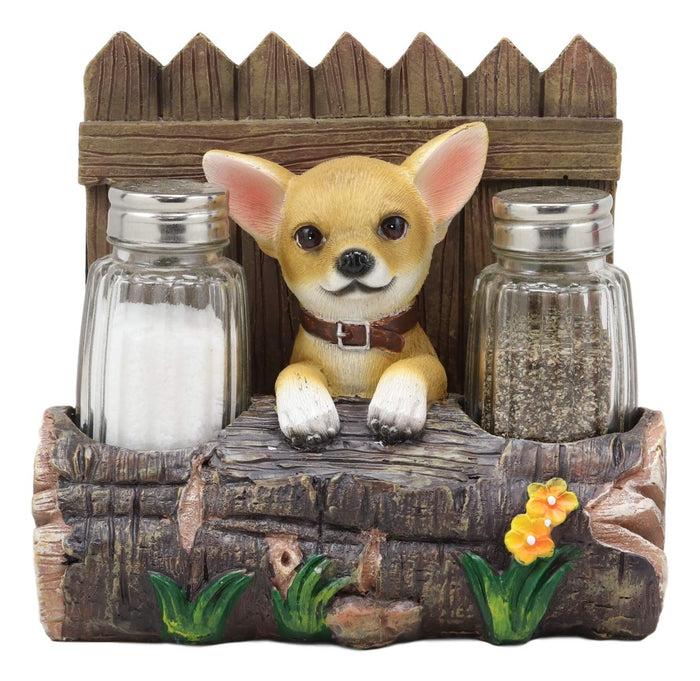 Ebros Gift Ebros Taco Chihuahua Dog By Fences & Tree Log Dinner Napkin Salt Pepper Shakers Holder