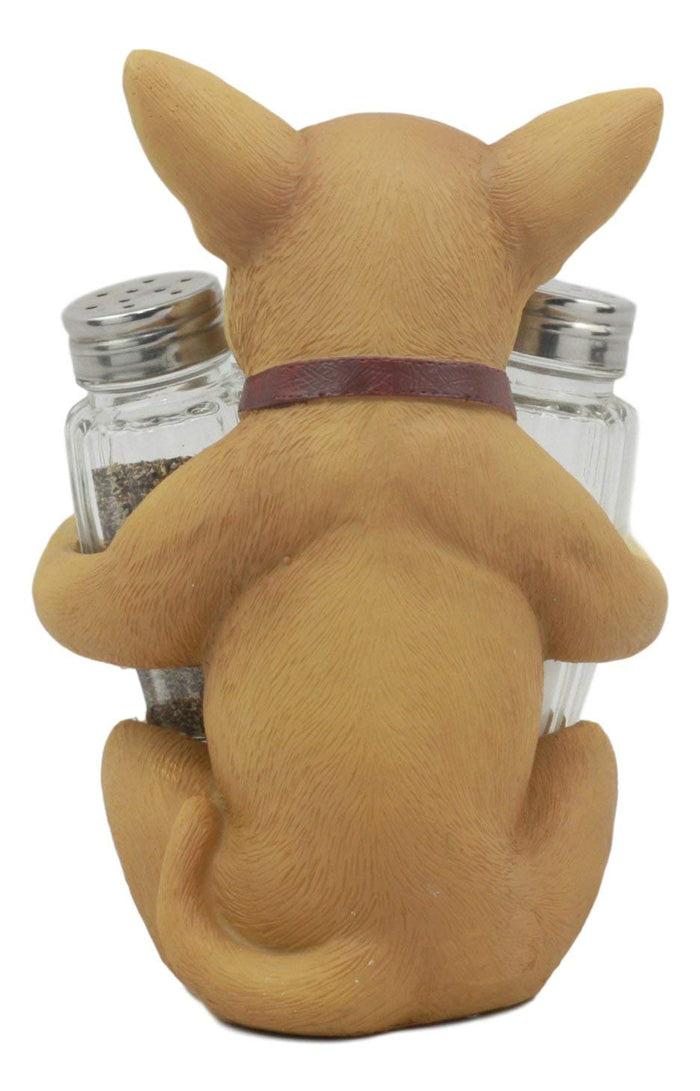 Ebros Gift Ebros Teacup Tan Chihuahua Puppy Salt And Pepper Shakers Holder Figurine Set 6.25"H