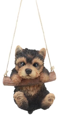 Ebros Gift Ebros Teacup Yorkie Puppy Macrame Branch Hanger 5.5"Tall With Jute Strings