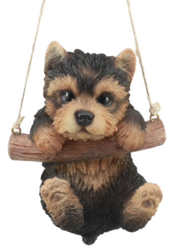 ebros gift Ebros Teacup Yorkie Puppy Macrame Branch Hanger 5.5"Tall With Jute Strings