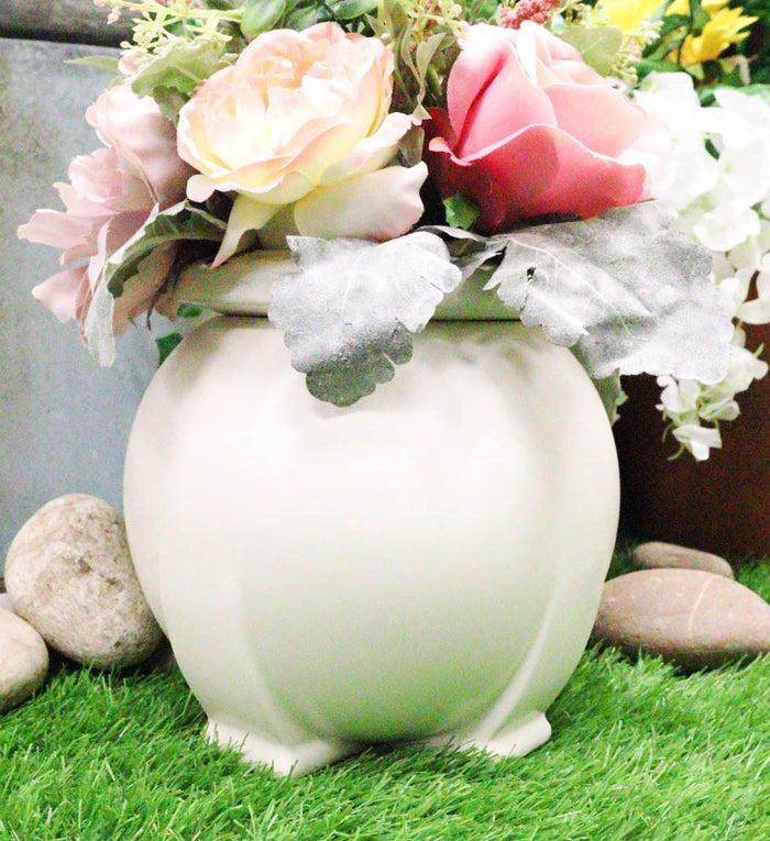 ebros gift Ebros Teco Art Pottery by Frank Lloyd Wright Contemporary Satin White Orb Vase Decor