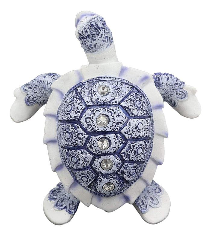 Ebros Gift Ebros Terracotta Blue And White Feng Shui Celestial Sea Turtle Statue 6" Wide