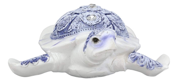 Ebros Gift Ebros Terracotta Blue And White Feng Shui Celestial Sea Turtle Statue 6" Wide
