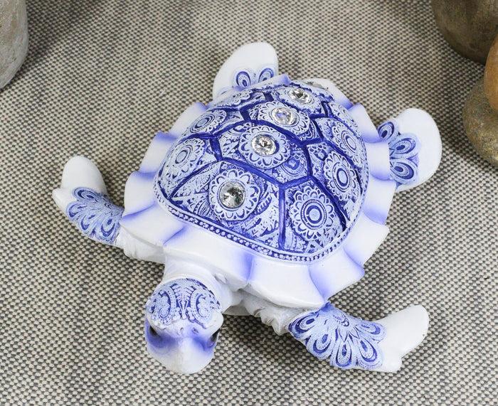 ebros gift Ebros Terracotta Blue and White Feng Shui Celestial Sea Turtle Statue 6" Wide