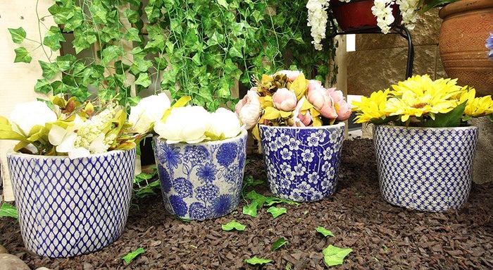 ebros gift Ebros Terracotta Ceramic Pot Planters Set of 4 Planter Pots Garden Accent 6"H