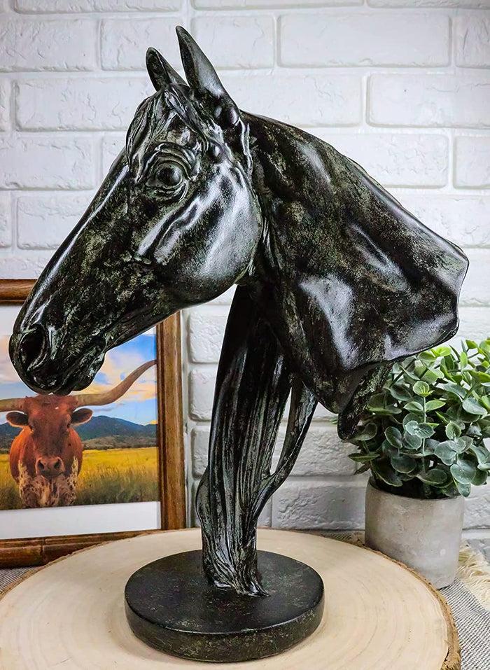 ebros gift Ebros Terracotta Horse Bust Sculpture 12.25" Tall Faux Granite Resin Decor Stallion Horse Head Statue